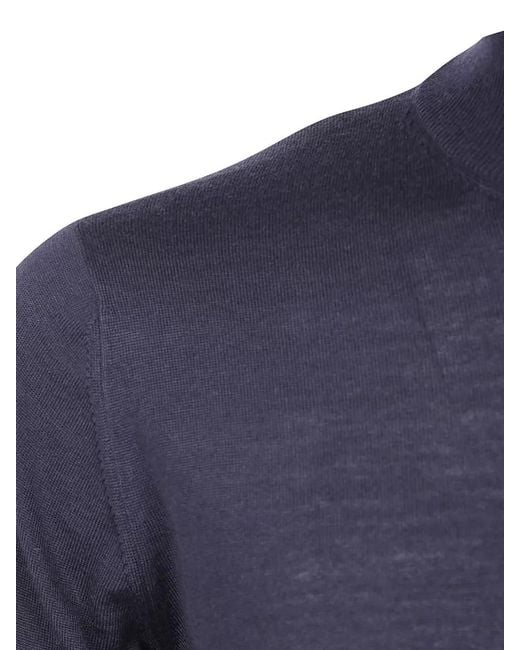 Filippo De Laurentis Blue Virgin Wool Mock Turtleneck Sweater for men