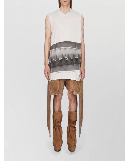 Rick Owens White Jumbo Graphic Tank Top Raw Edges for men