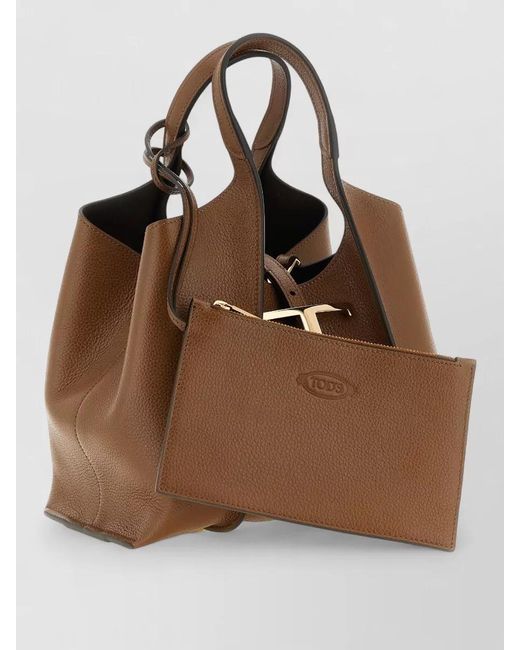 Tod's Brown T Mini Tote Bag Structured Top Handle