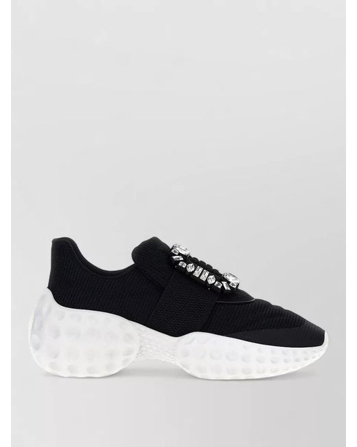 Roger Vivier Black Run Light Sneakers Strap Mesh Rubber Sole