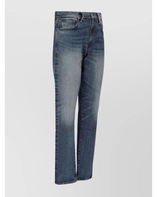 Polo Ralph Lauren Blue Straight Leg Trousers Faded Effect for men