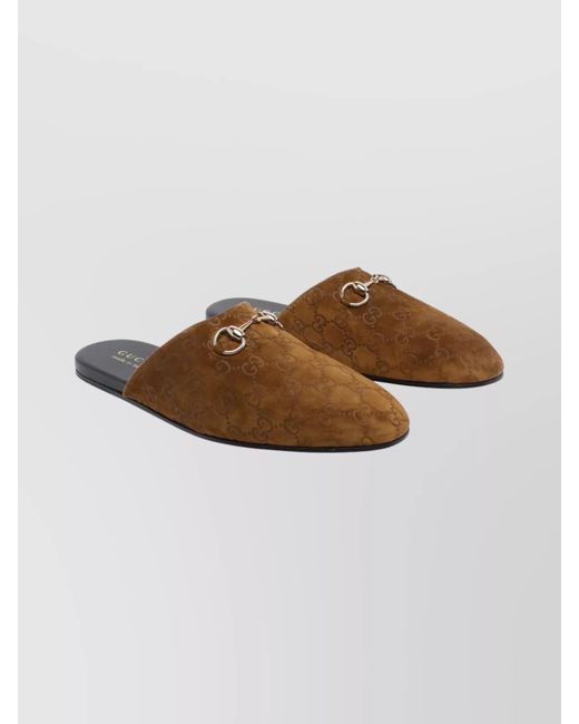 Gucci White Suede Leather Horsebit Mules for men