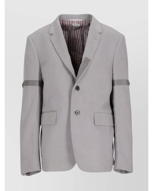 Thom Browne Gray Corduroy Single-Breasted Jacket for men