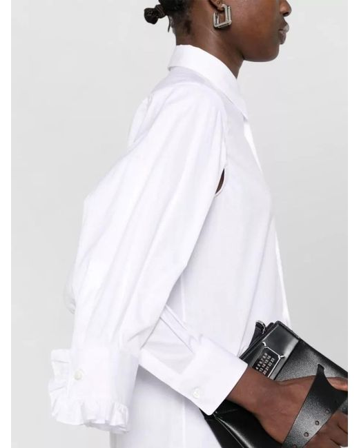 Comme des Garçons White Cotton Long-Sleeve Shirt
