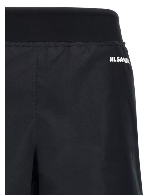 Jil Sander Black Knee-Length Elastic Waistband Lightweight Shorts