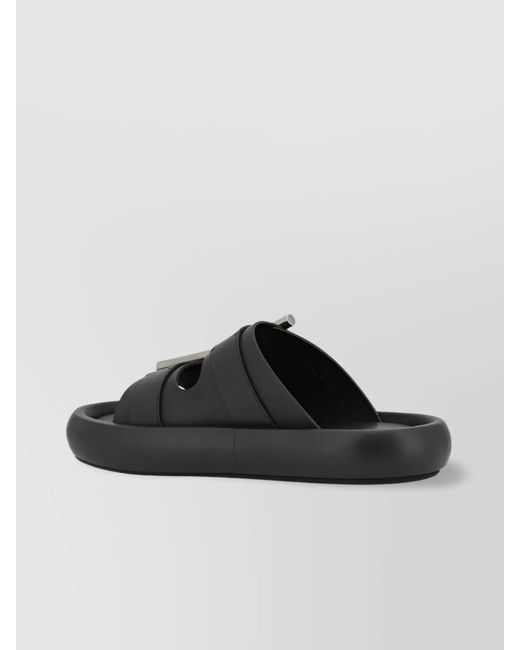 McQueen Black Leather Sandals for men