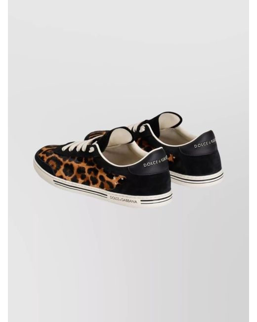 Dolce & Gabbana Multicolor Leopard-Print Calf Hair Leather Lace-Up Sneakers