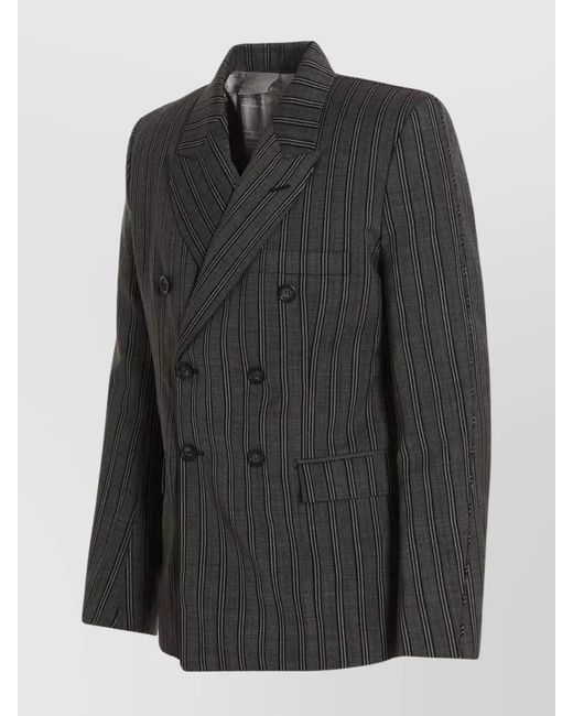 VTMNTS Black Virgin Wool Double-Breasted Blazer for men
