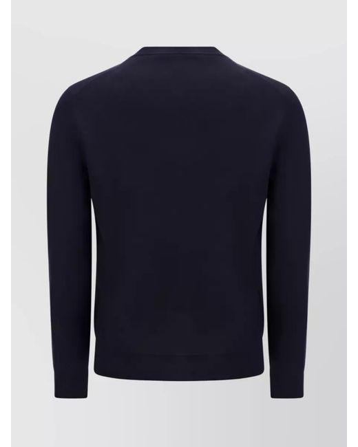 Prada Blue Ribbed Wool Crew-Neck Sweater for men