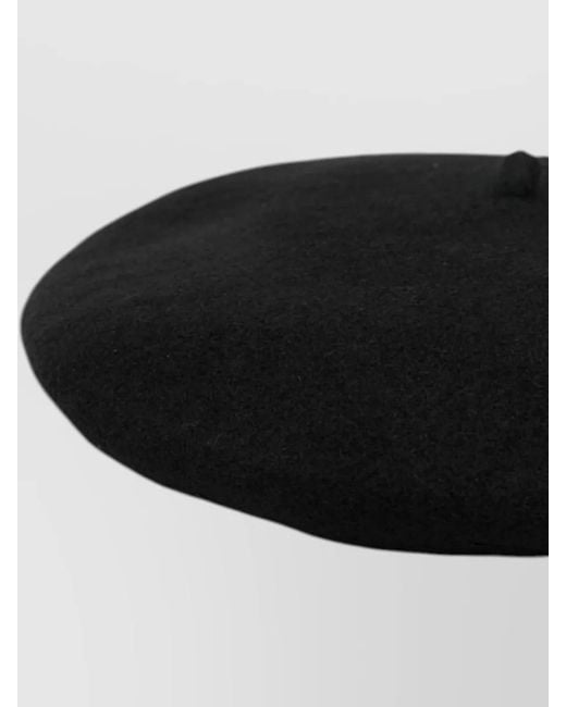 Emporio Armani Black Logo Wool Felted Round Basque Hat