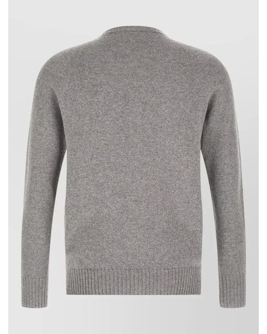 Ma'ry'ya Gray Cashmere Virgin Wool Ribbed Crew Neck Jumper for men