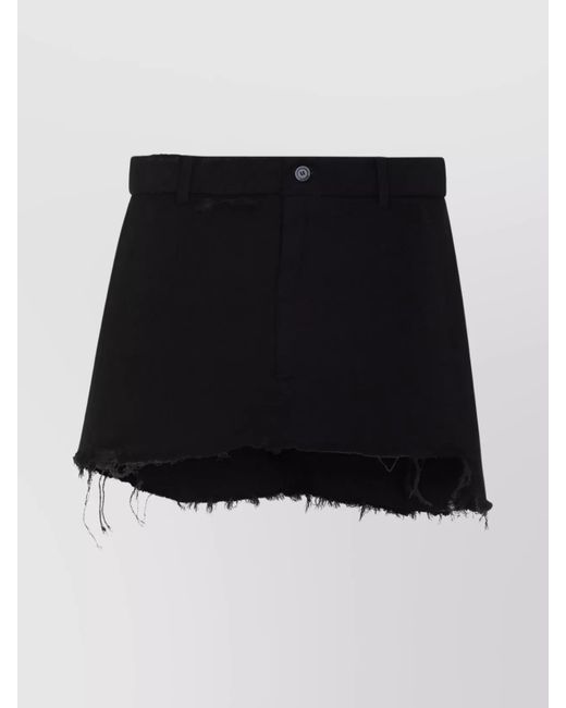 Balenciaga Black Tailored Mini Skirt Frayed Hem