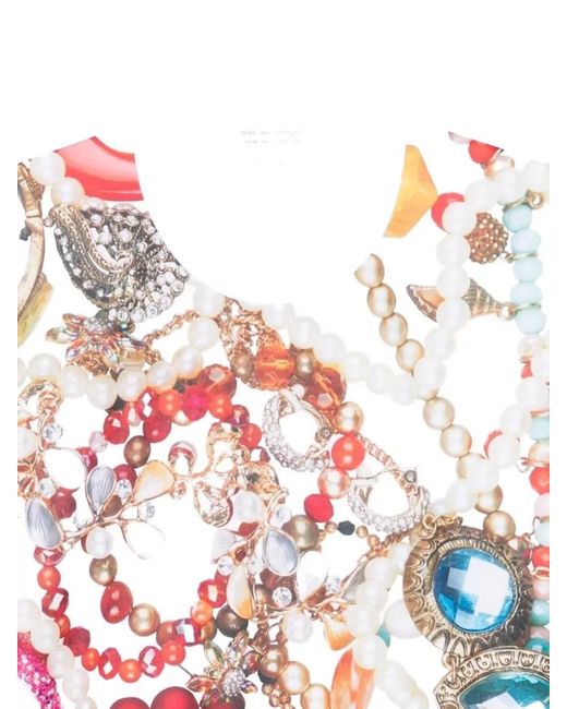 Comme des Garçons White Crew Neck T Shirt Jewellery Print
