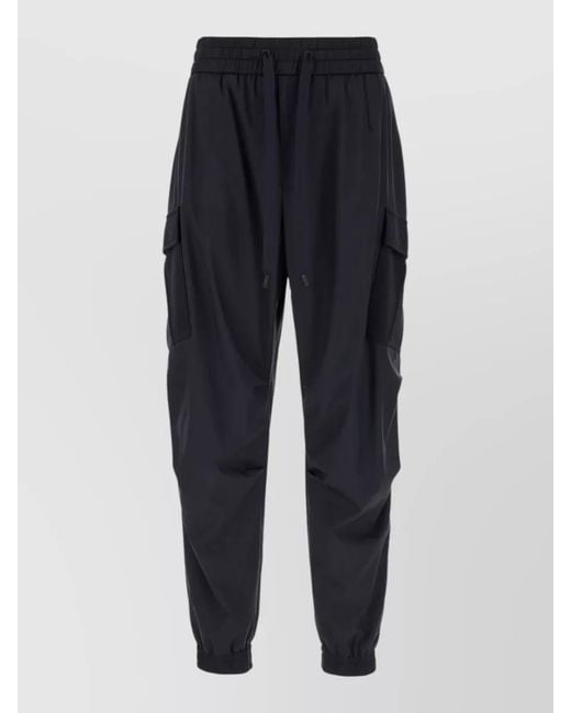 Dolce & Gabbana Blue Polyester Blend Pants Side Cargo Pockets for men