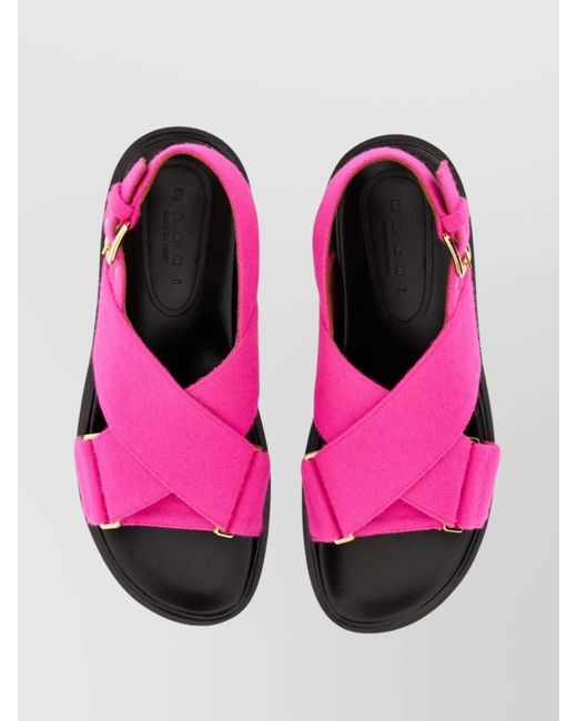 Marni Pink Leather Criss Cross Sandals