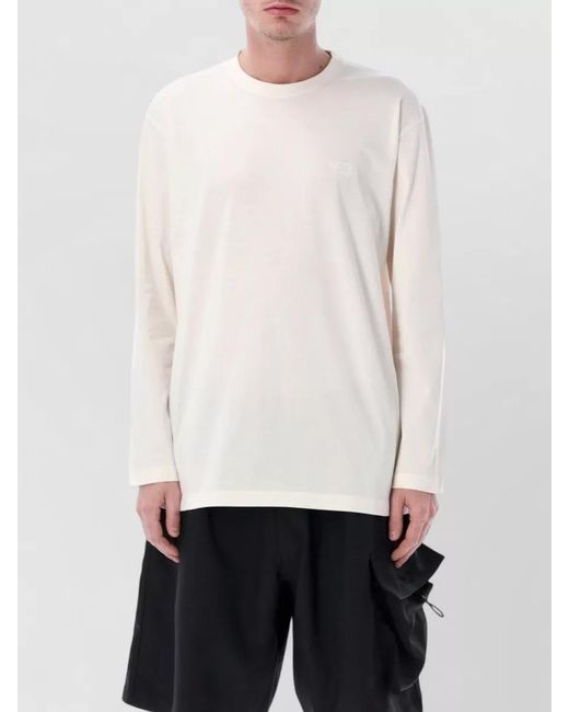 Y-3 White Long Sleeve Jersey T-Shirt Cotton Tshirt for men
