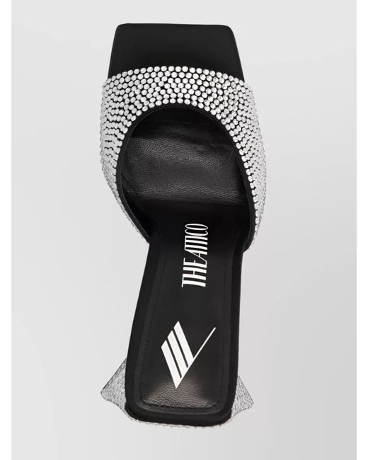 The Attico Black Rhinestone Mule Sandals