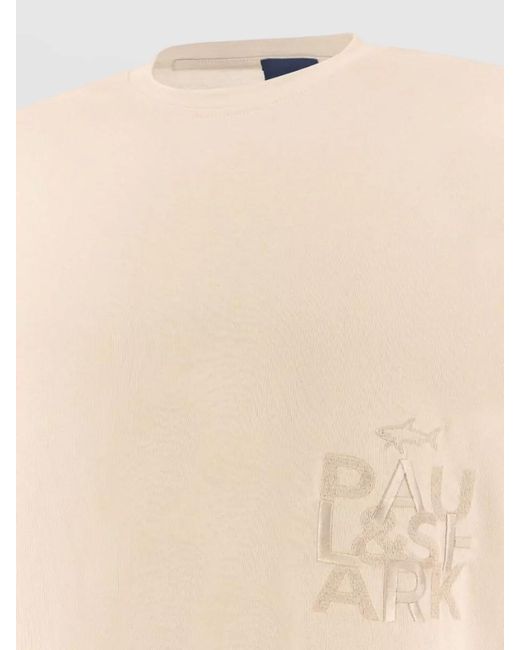 Paul & Shark Natural Jersey T Shirt Bold Embroidery Cotton for men