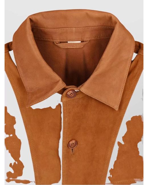 sunflower Brown Long Sleeve Jacket Point Collar Suede for men
