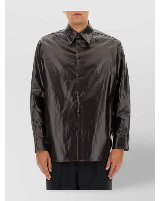 MM6 by Maison Margiela Black Shiny Linen Shirt for men
