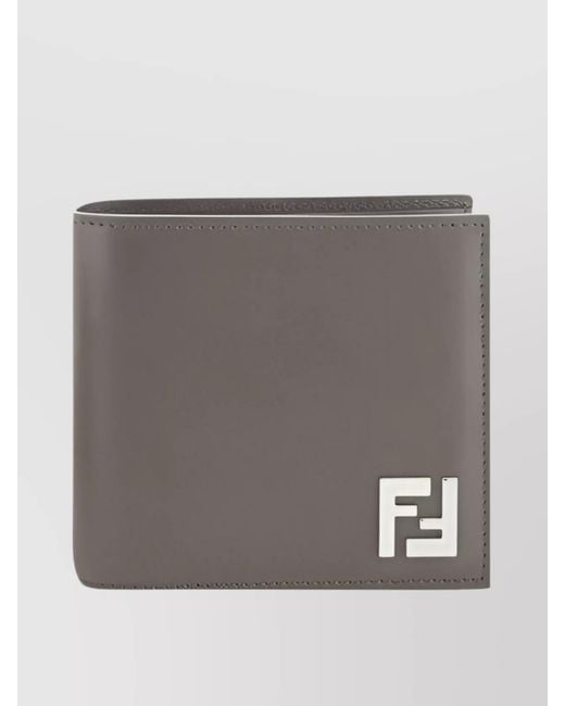Fendi Gray Leather Bifold Wallet for men