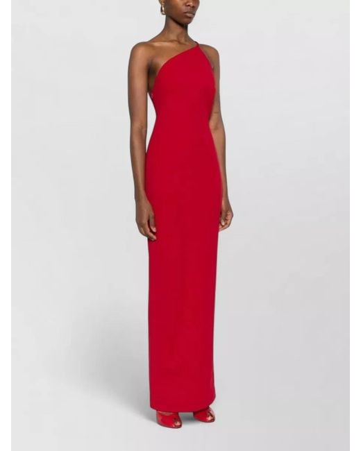 Solace London Red Alexandra One Shoulder Backless Fitted Maxi Dress