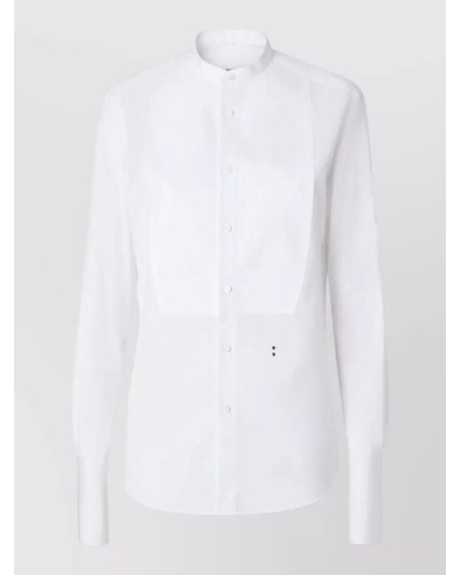 Fendi White Cotton Shirt Stand Collar Long Sleeves