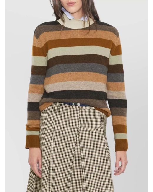 Tory Burch Multicolor Wool Striped Ribbed Turtleneck Jumper