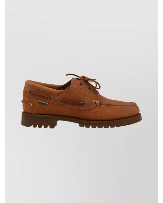 Sebago Brown Round Toe Brogues Featuring Stitch Detailing for men