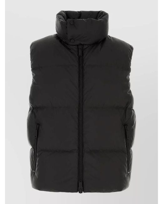 DSquared² Black Nylon Sleeveless Down Jacket High Collar for men