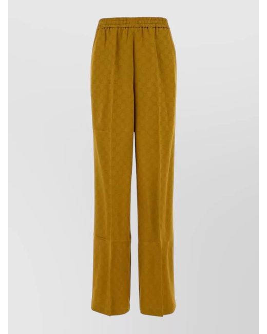 Gucci Yellow Jacquard Wide Leg Jogger Trousers Textured