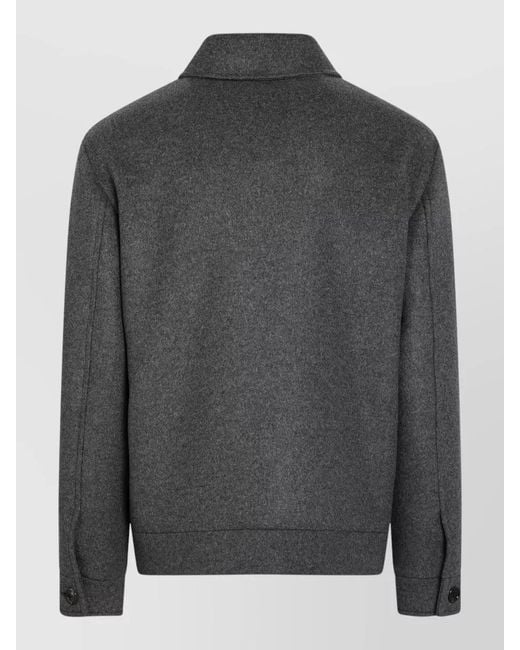 Valentino Gray Straight Collar Jacket Long Sleeves Pockets for men