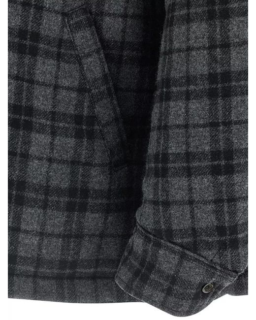 Willy Chavarria Gray Quilted Shirt Jacket Chest Pockets Sleeves for men