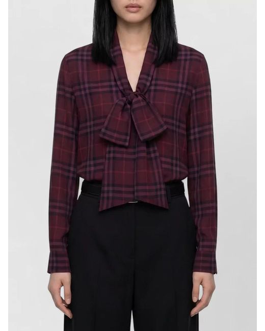 Burberry Red Rhiannon Check Shirt With Scarf