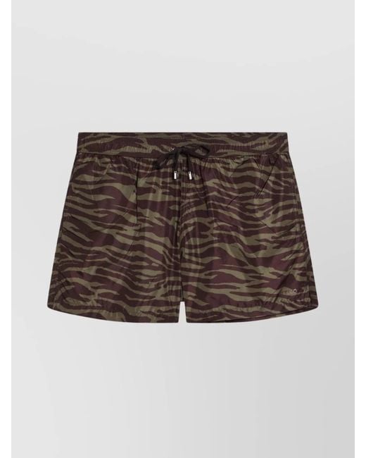 The Attico Brown Zebra-Print Knee-Length Shorts