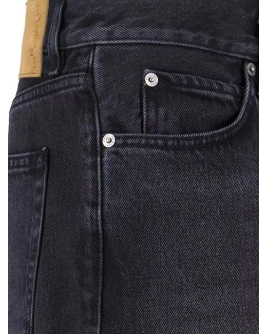 Haikure Blue Straight Leg Five-Pocket Trousers With Belt Loops for men