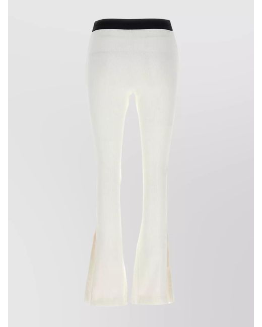Sacai White Ribbed Pleated Flared Trousers
