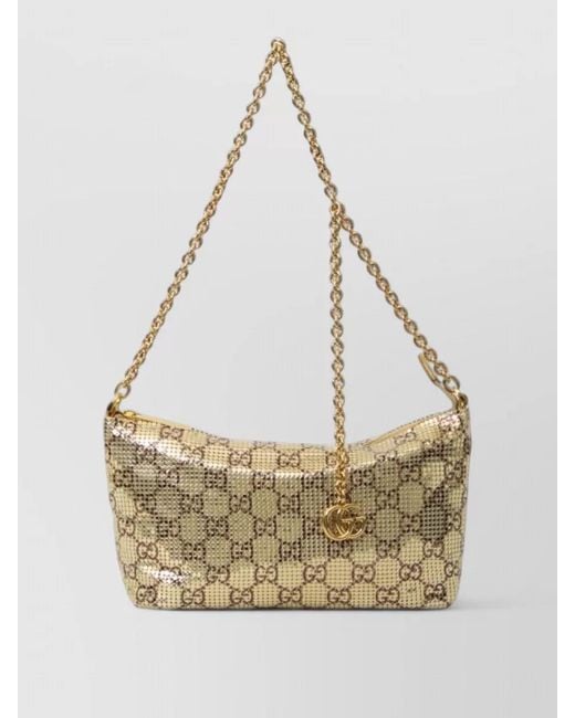 Gucci Natural Evening Bag Metal Mesh Charm Chain