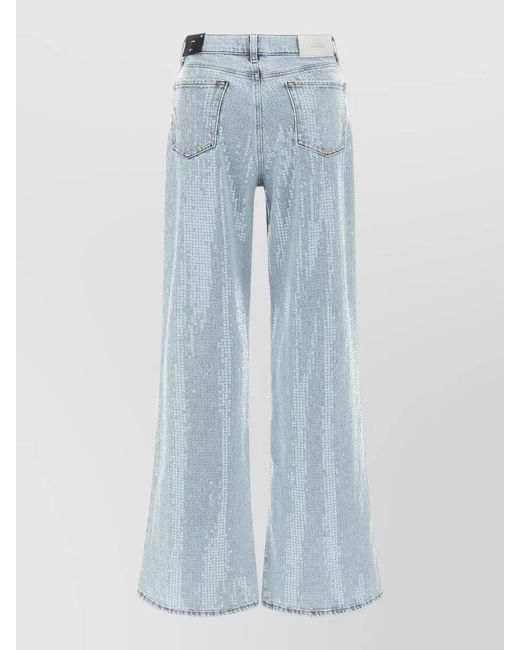 7 For All Mankind Blue Denim Wide-Leg Jeans