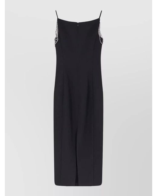 Pinko Blue Embellished Square-Neck Midi Dress