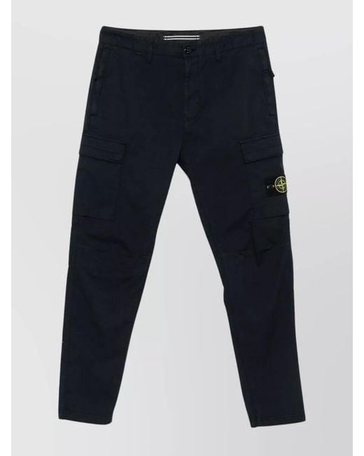 Stone Island Blue Cotton Cargo Trousers for men
