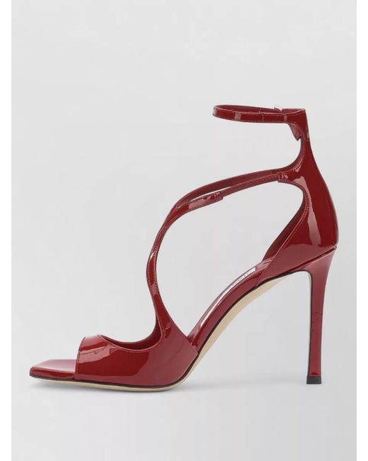 Jimmy Choo Red Leather Azia 95Mm Heeled Sandals