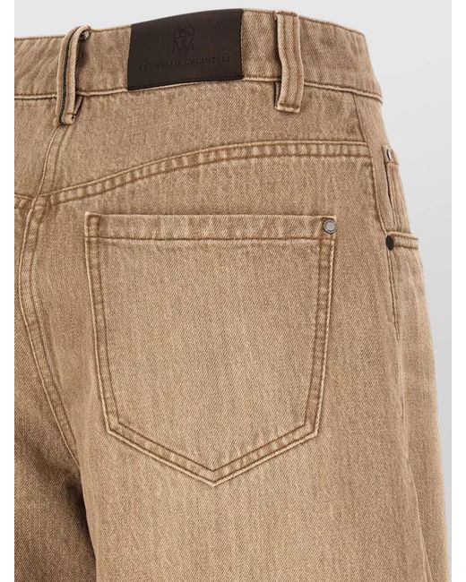 Brunello Cucinelli Natural Wide Leg Jeans Belt Loops Pockets