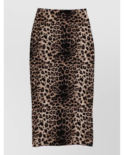 Circus Hotel Black Animal Jacquard Midi Skirt High Waist