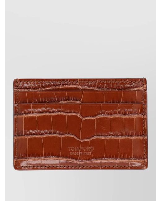 Tom Ford Brown Leather Card Holder for men