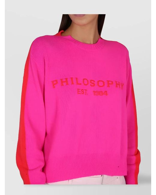 Philosophy Pink Cashmere Wool Logo-Embroidered Jumper
