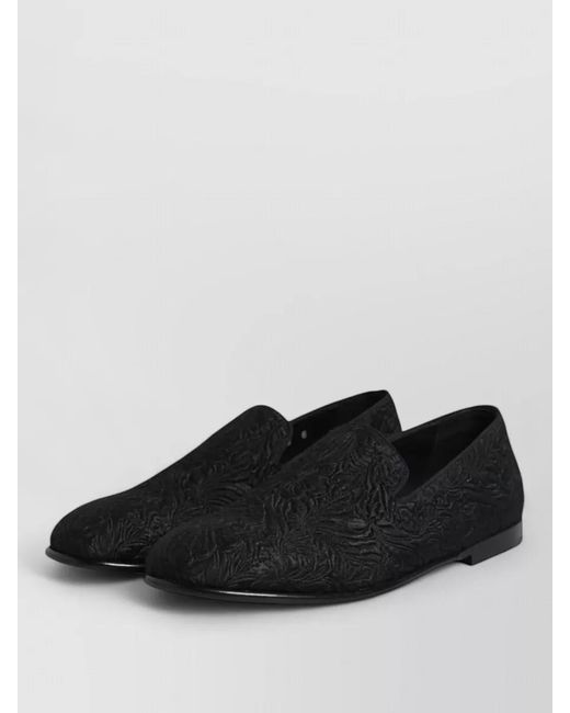 Dolce & Gabbana Black Velvet Leather Jacquard Slippers for men