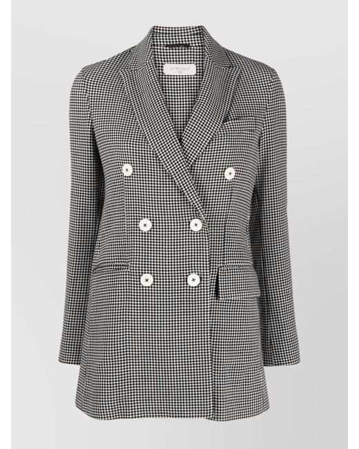 Circolo 1901 Gray Wool Check Double-Breasted Blazer