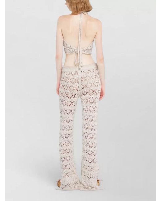 Alanui White Crochet Knit Halterneck Top