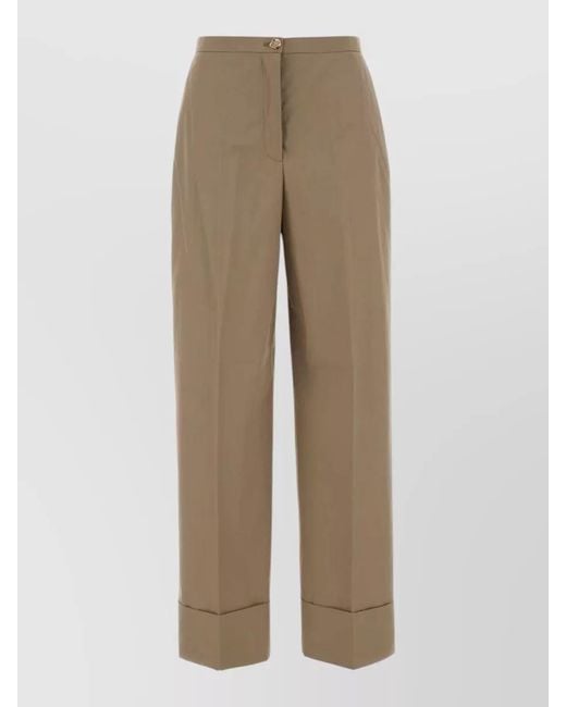 Agnona Natural High-Rise Cotton Trousers